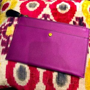 J.Crew Purple clutch with navy blue tassel